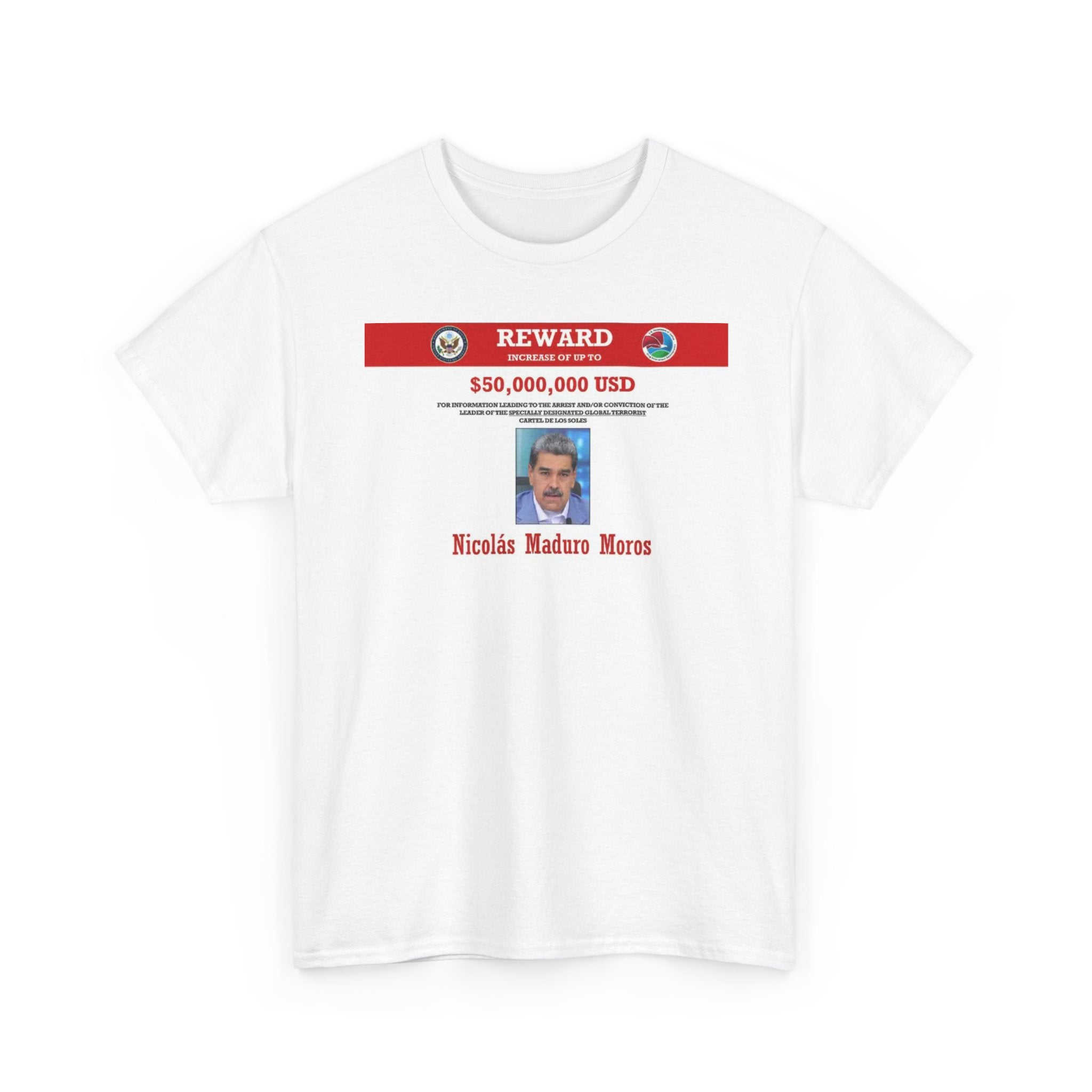 T-Shirt — "Reward 50,000,000 USD" Wanted Poster Design